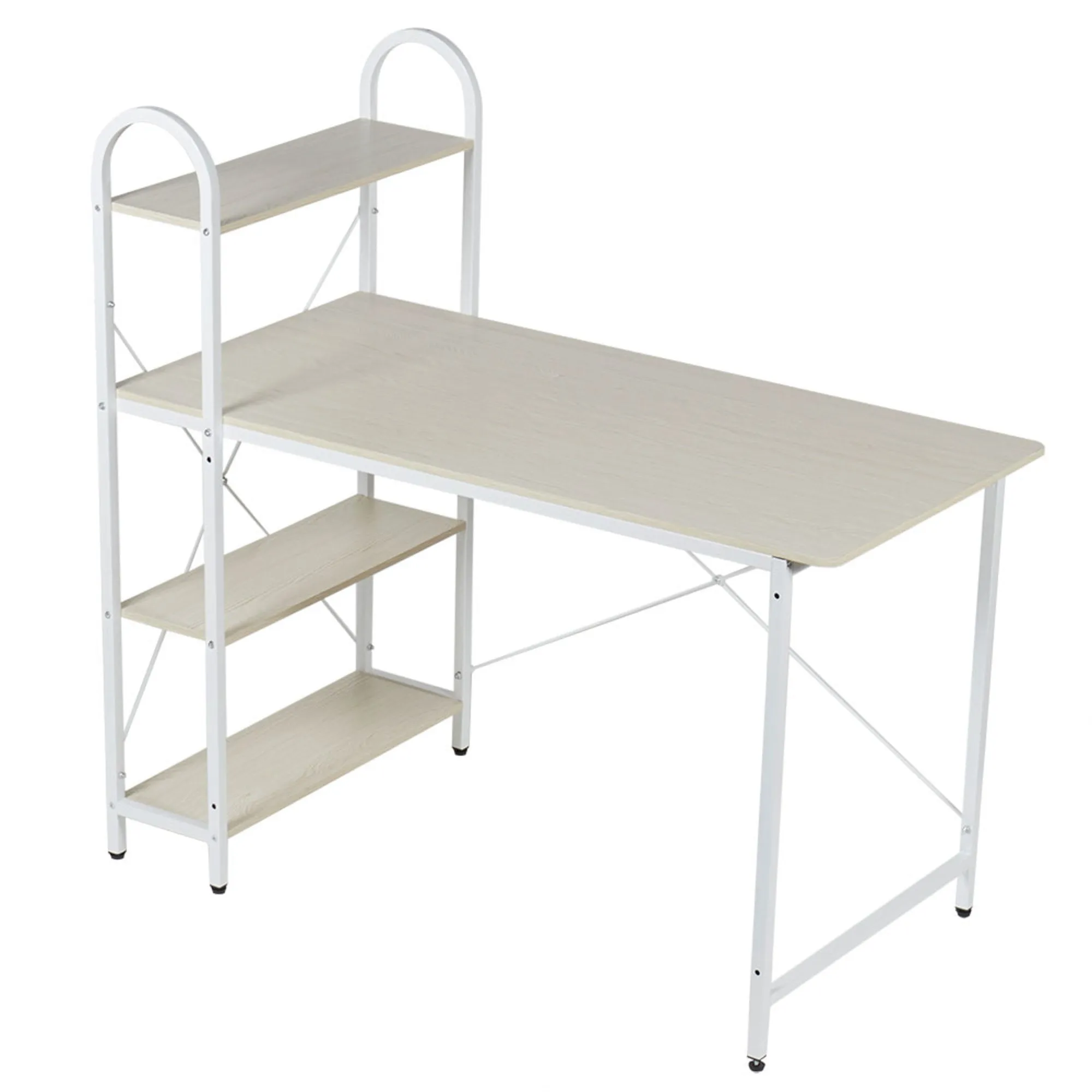 Computer Desk With Shelves, Oak/White