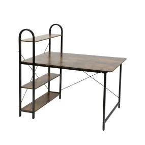 Computer Desk With Shelves, Rustic/Black