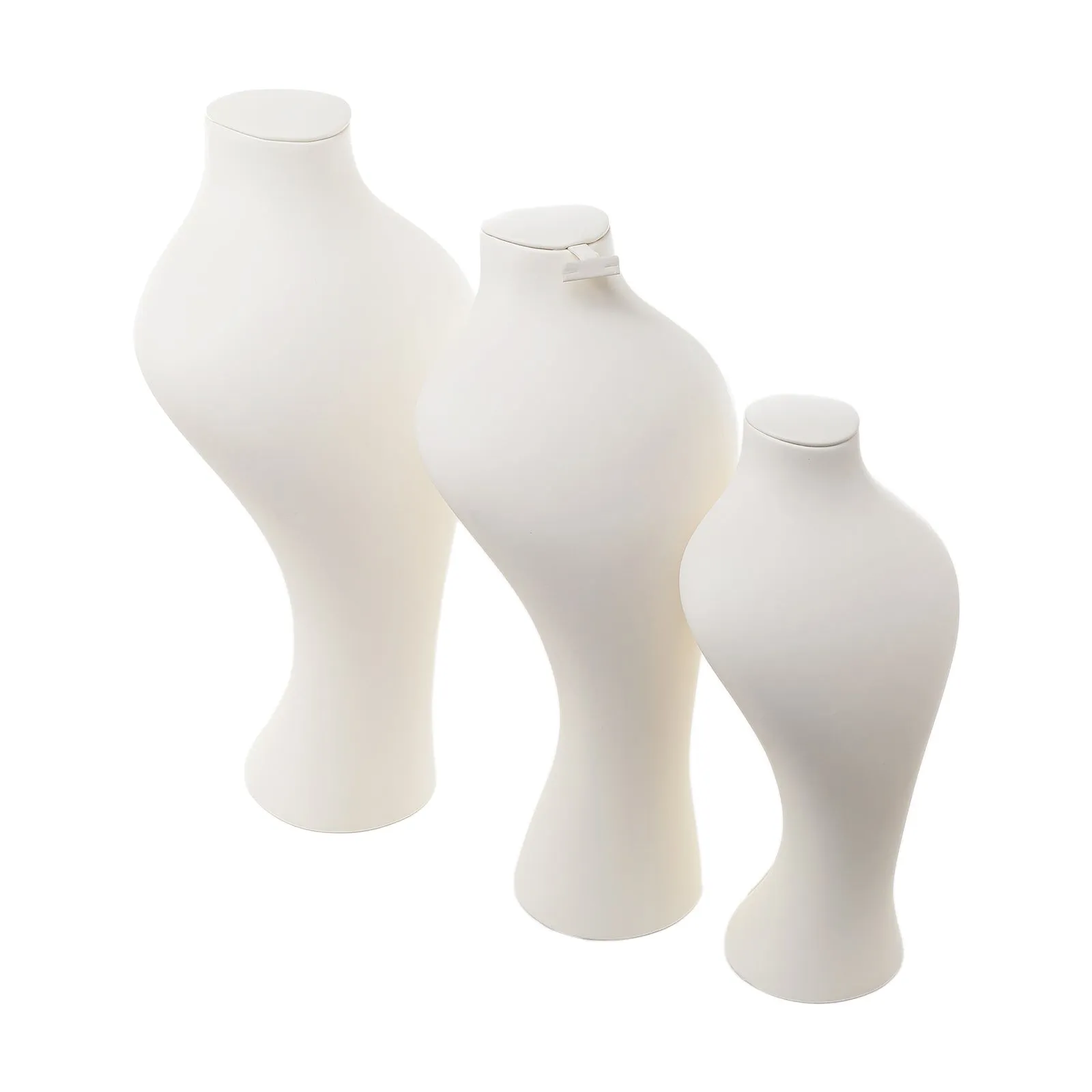 Cream Leatherette Bust with Earrings Medium