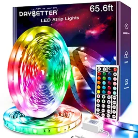 DAYBETTER Led Strip Lights, 65.6ft RGB Led Light Strips Kits with Remote, Color Changing Led Lights for Bedroom Room Tv Kitchen Desk Party