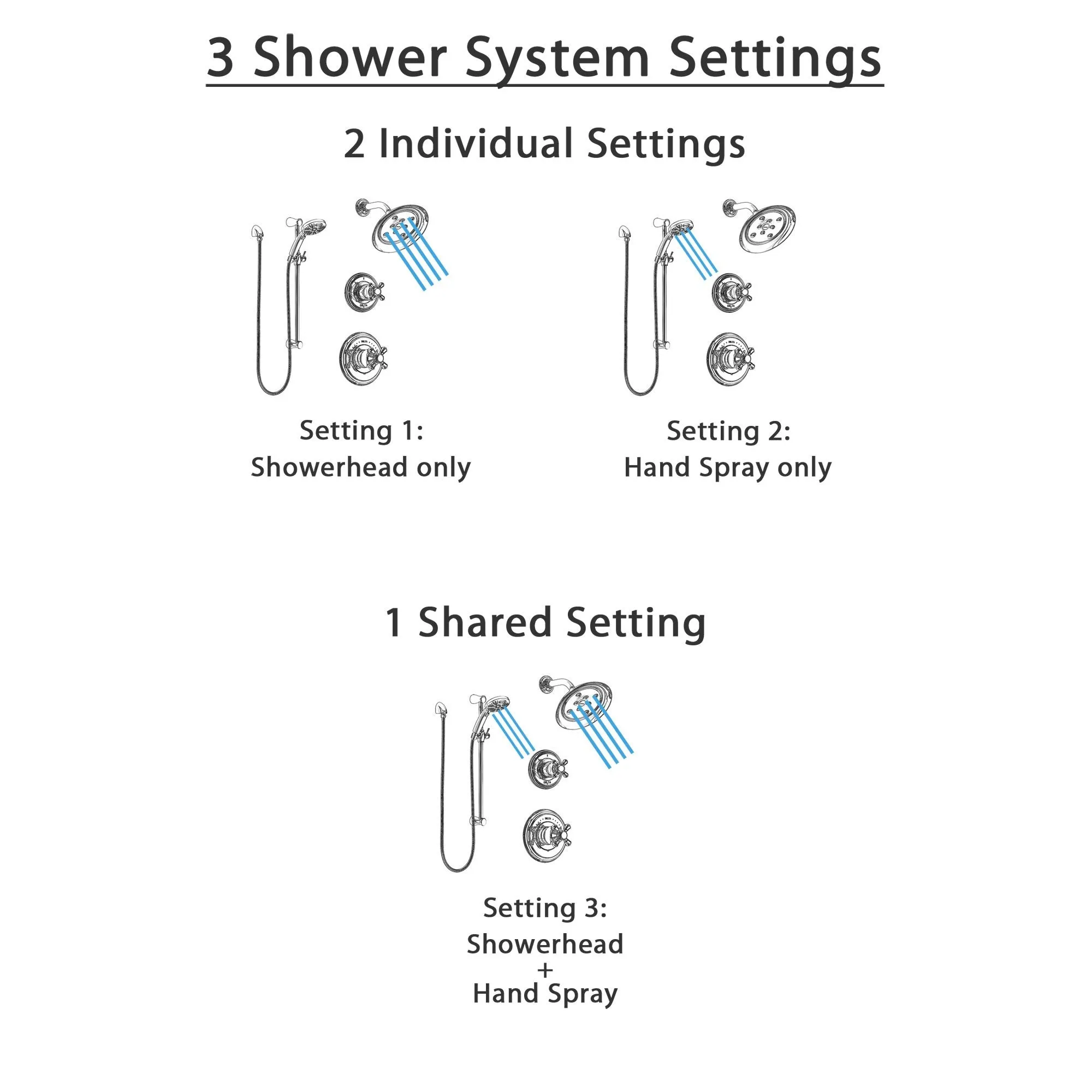 Delta Cassidy Chrome Finish Shower System with Control Handle, 3-Setting Diverter, Showerhead, and Temp2O Hand Shower with Slidebar SS1429724