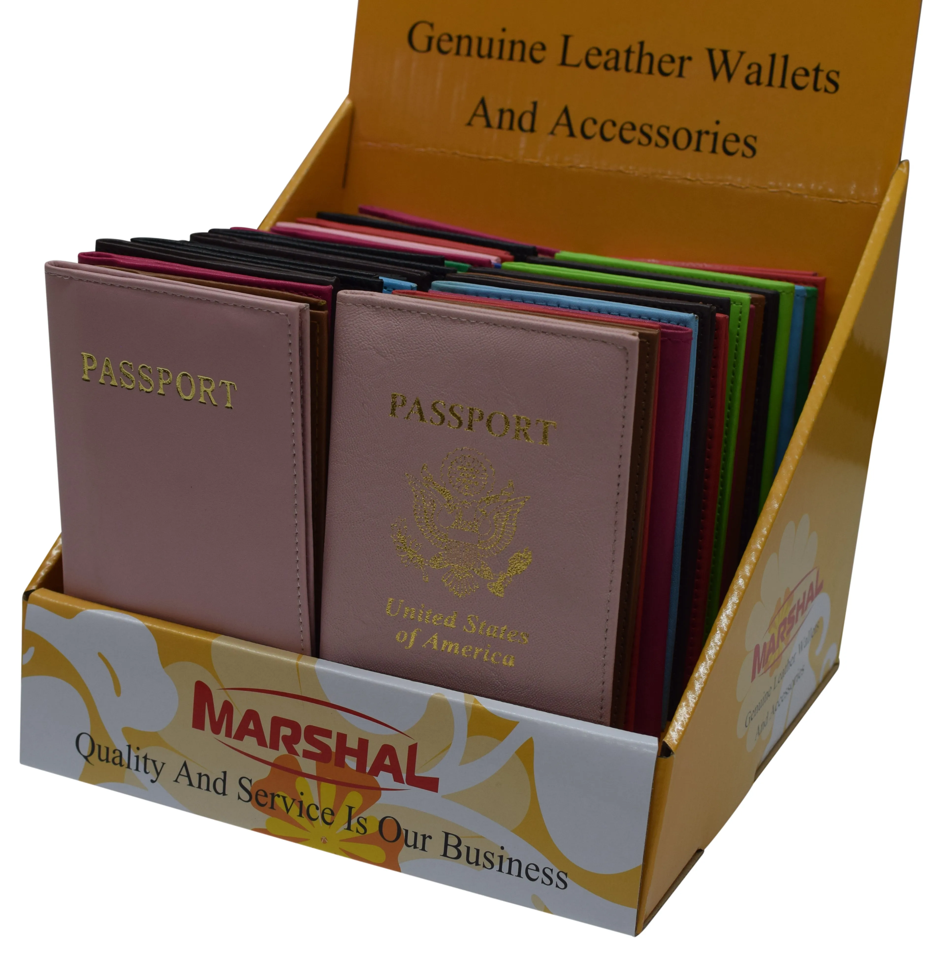 DIS2_36_151PU Display of 36 Pcs of PU Leather Passport Covers
