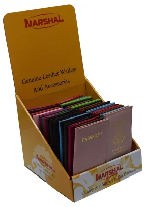 DIS2_36_151PU Display of 36 Pcs of PU Leather Passport Covers