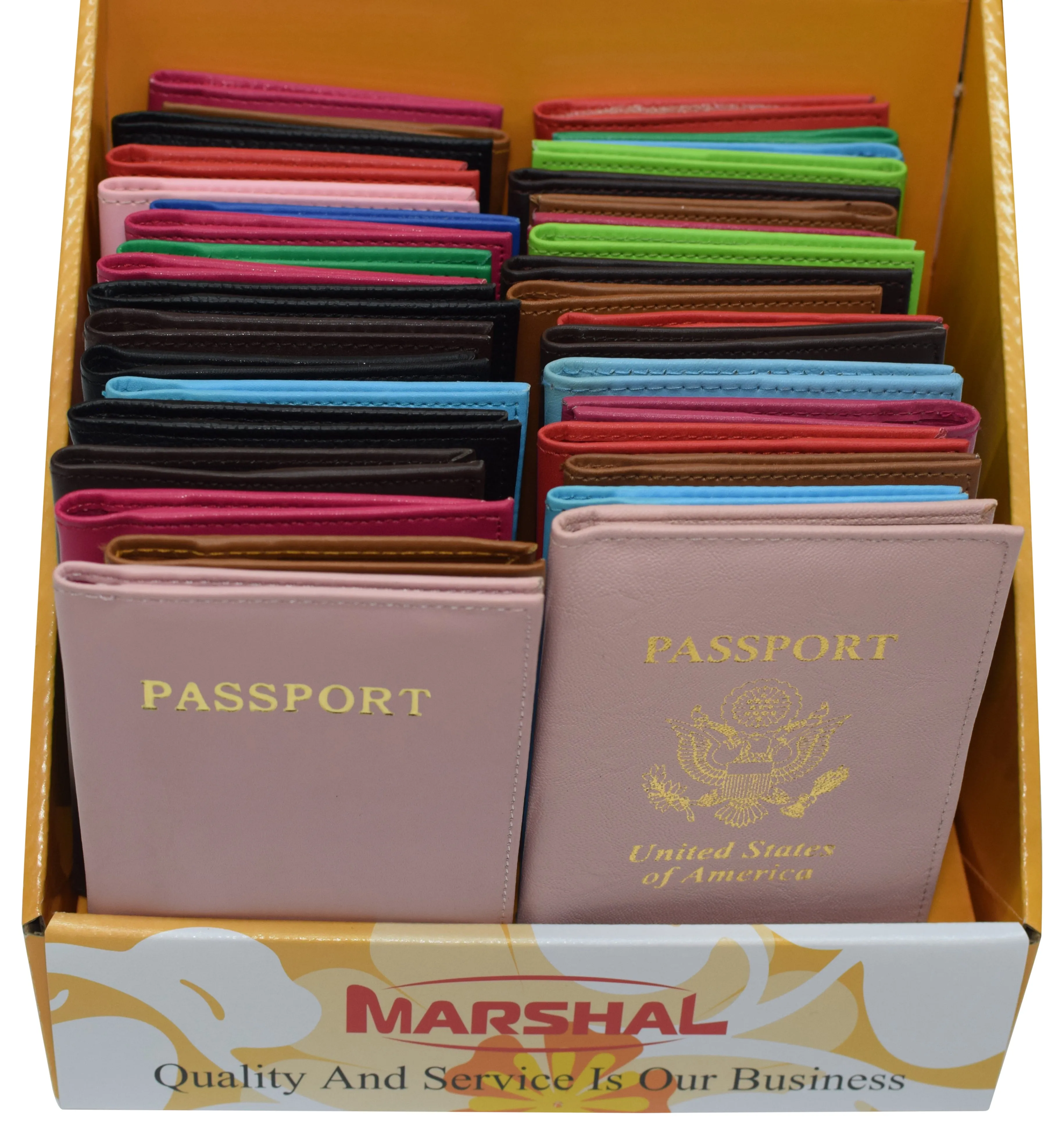 DIS2_36_151PU Display of 36 Pcs of PU Leather Passport Covers