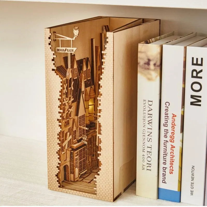 DIY Book Nook - Hogsmade Village Book Nook - DIY Magic Book Nook - Book Shelf Insert - Book Scenery - Bookcase -  DIY Dioramas Kit - Bookend