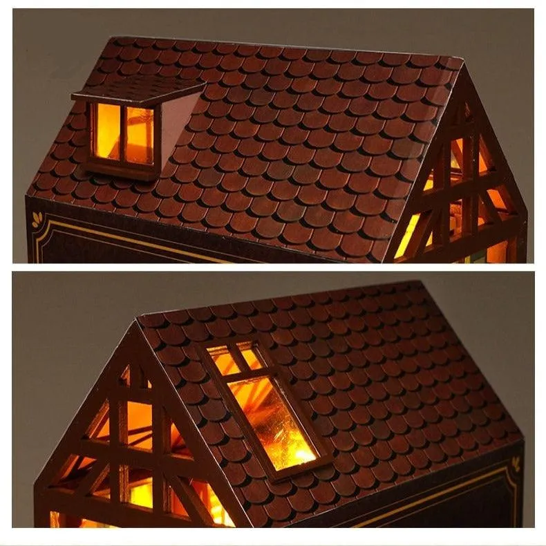 DIY Book Nook Kits Butterfly In Forest - Colmar Town Coffee Shop Book Shelf Insert Firefly Forest Alley Book Nooks with LED Building Kit