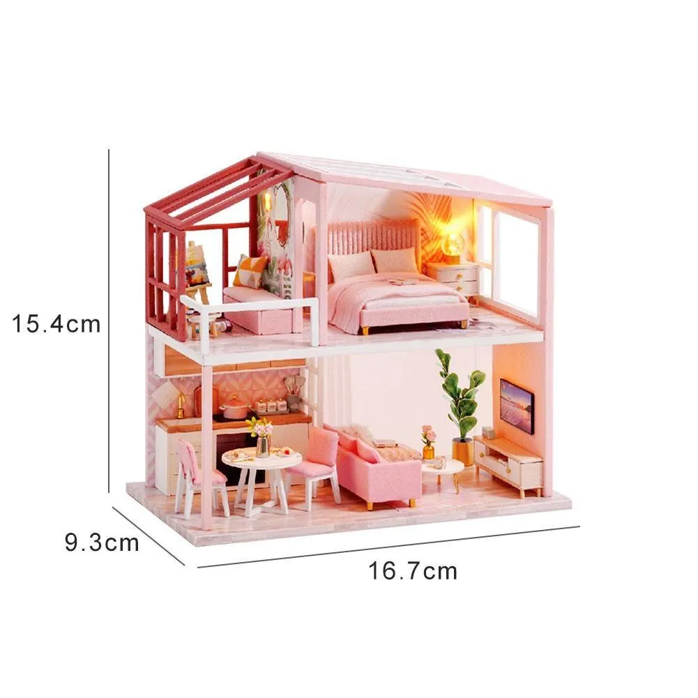 DIY Dollhouse Kit American Retro Style Miniature Living Room Dollhouse Available In 3 Style - Best Birthday , Christmas Gifts