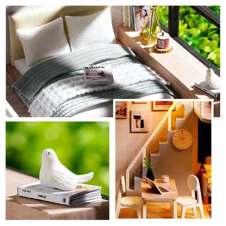 DIY Dollhouse Kit American Retro Style Miniature Living Room Dollhouse Available In 3 Style - Best Birthday , Christmas Gifts