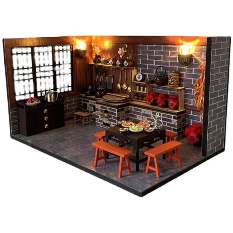 DIY Dollhouse Kit - Sushi Restaurant Miniature Doll House Kit - Chinese Restaurant Doll House Kit - Birthday, Christmas Gift Adult Craft
