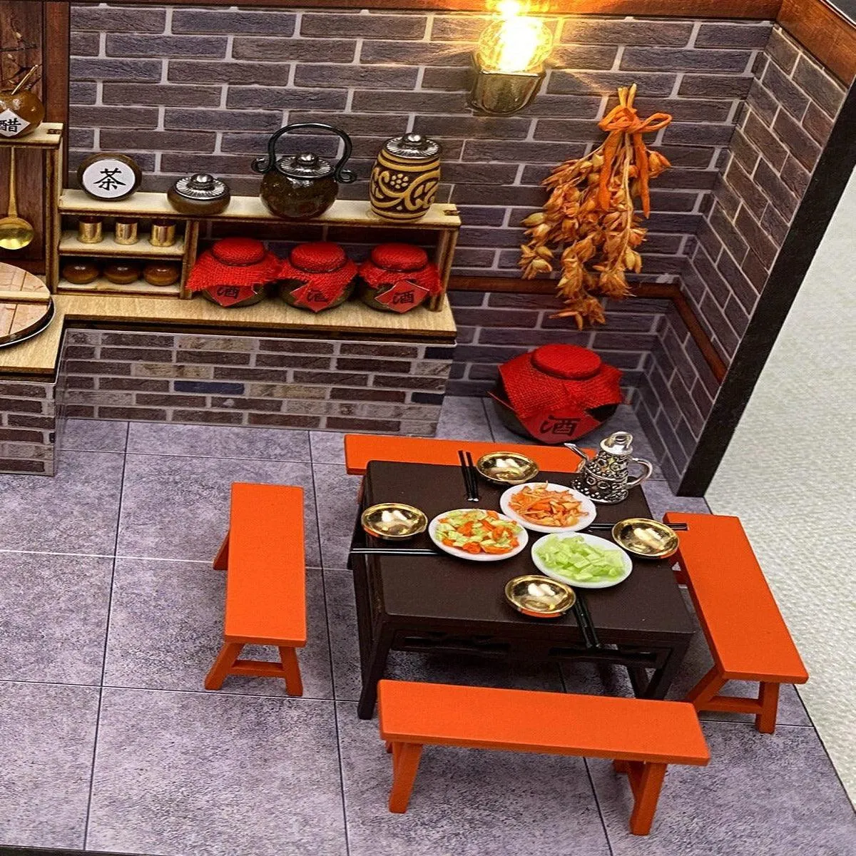 DIY Dollhouse Kit - Sushi Restaurant Miniature Doll House Kit - Chinese Restaurant Doll House Kit - Birthday, Christmas Gift Adult Craft