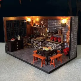 DIY Dollhouse Kit - Sushi Restaurant Miniature Doll House Kit - Chinese Restaurant Doll House Kit - Birthday, Christmas Gift Adult Craft