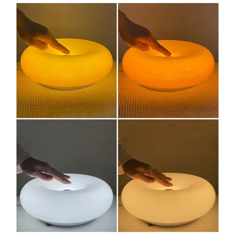 Donut Lamp – LED Dimmable Orange Table & Wall Lamp, Energy-Efficient Glass Light for Living Room, Bedroom, Dorm