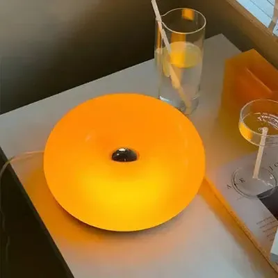 Donut Lamp – LED Dimmable Orange Table & Wall Lamp, Energy-Efficient Glass Light for Living Room, Bedroom, Dorm