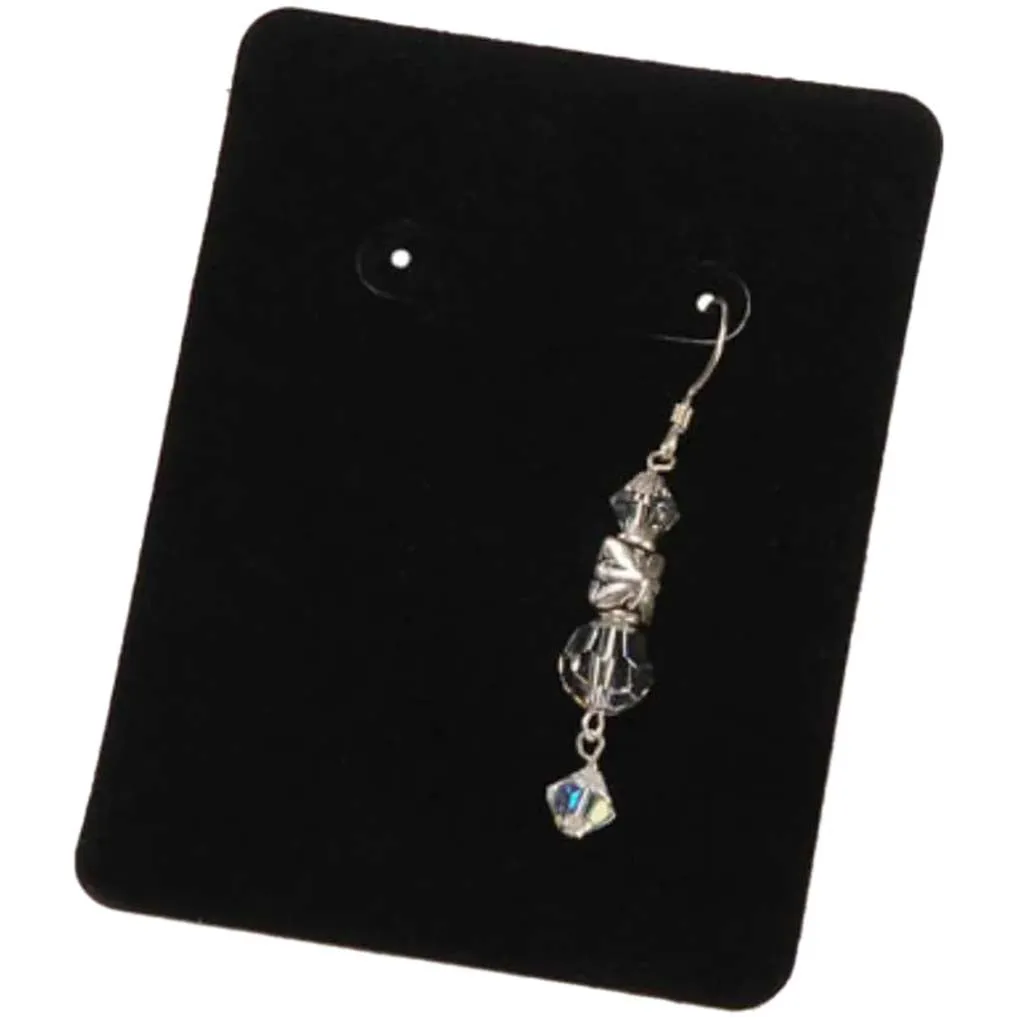 Earring Display Cards Velvet Black 3.5 x 2.5 inches