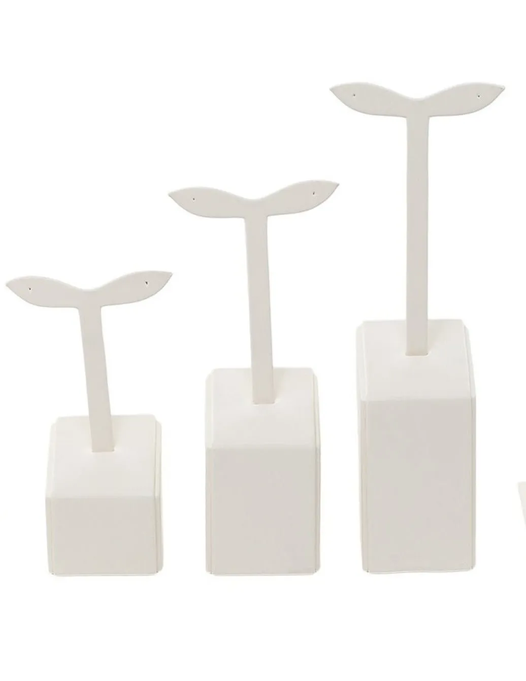 Earring Display Stands Cream Leatherette 3 Tier