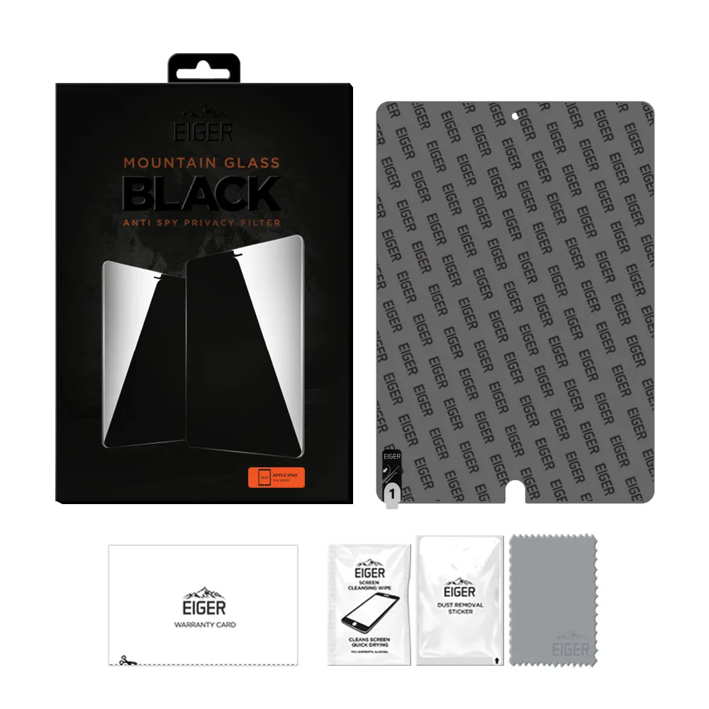 Eiger Mountain Black Privacy Tablet 2.5D Screen Protector for Apple iPad 10.2 (9th Gen))