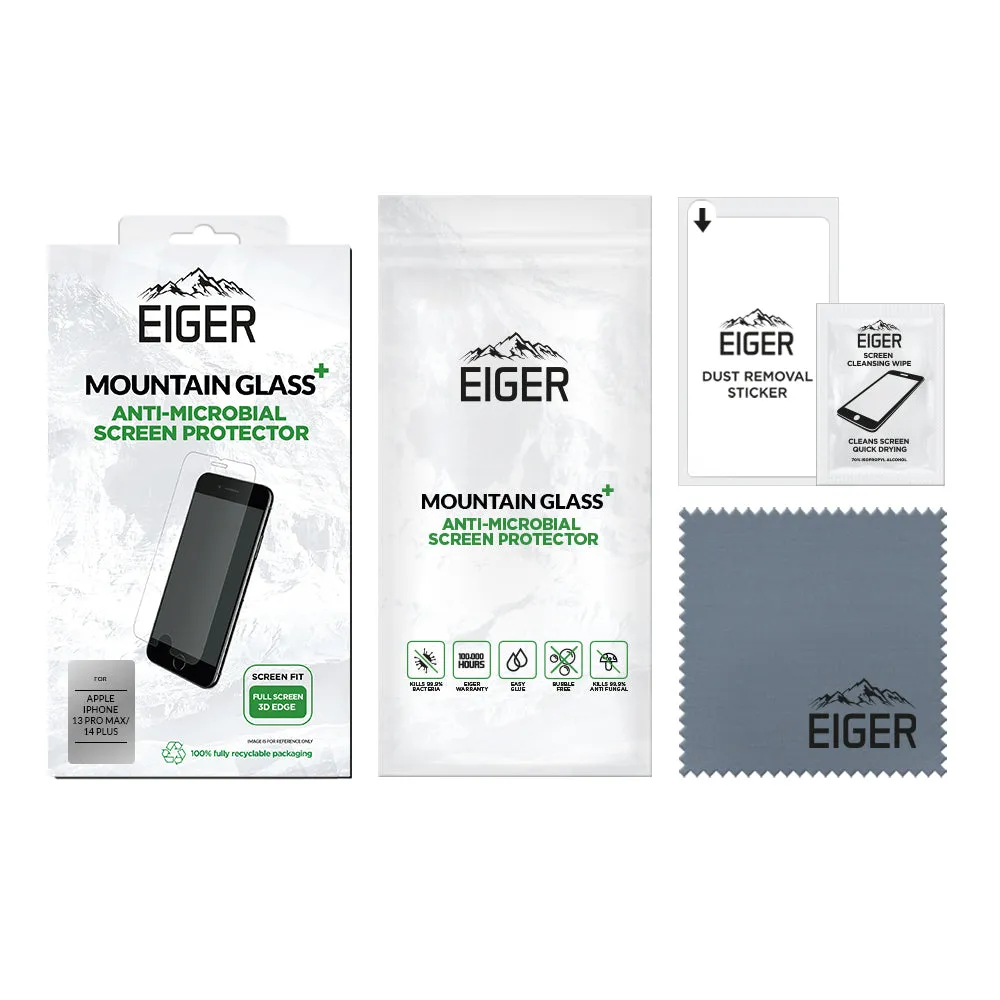 Eiger Mountain Glass  3D Anti-Microbial Screen Protector for Apple iPhone 13 Pro Max / 14 Plus