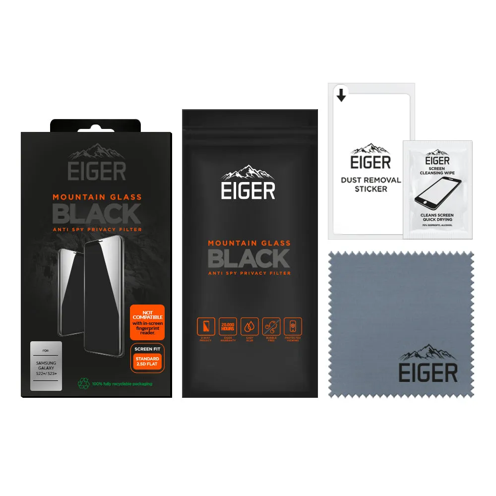 Eiger Mountain Glass Black Privacy 2.5D Screen Protector for Samsung Galaxy S22  / S23 