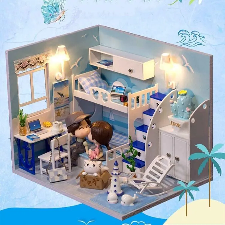 Finished Dollhouse - Fully Completed Miniature Doll House - Best Girlfriend Gifts - Dollhouse Gift - Birthday, Christmas Gift Box & Dolls