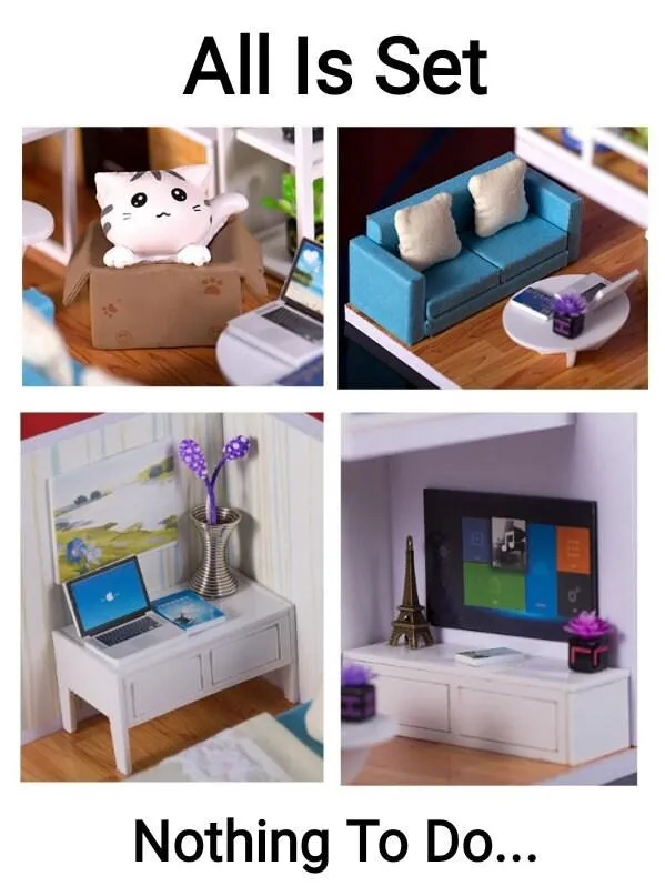 Finished Dollhouse - Fully Completed Miniature Doll House - Best Girlfriend Gifts - Dollhouse Gift - Birthday, Christmas Gift Box & Dolls