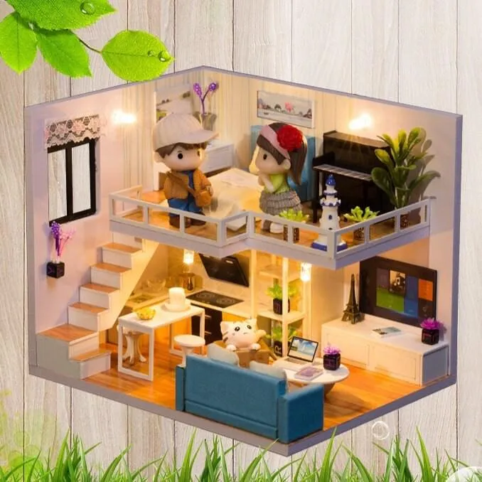 Finished Dollhouse - Fully Completed Miniature Doll House - Best Girlfriend Gifts - Dollhouse Gift - Birthday, Christmas Gift Box & Dolls