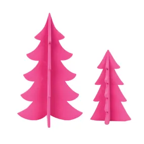 Flocked Pink Tree Figure, Set of 2