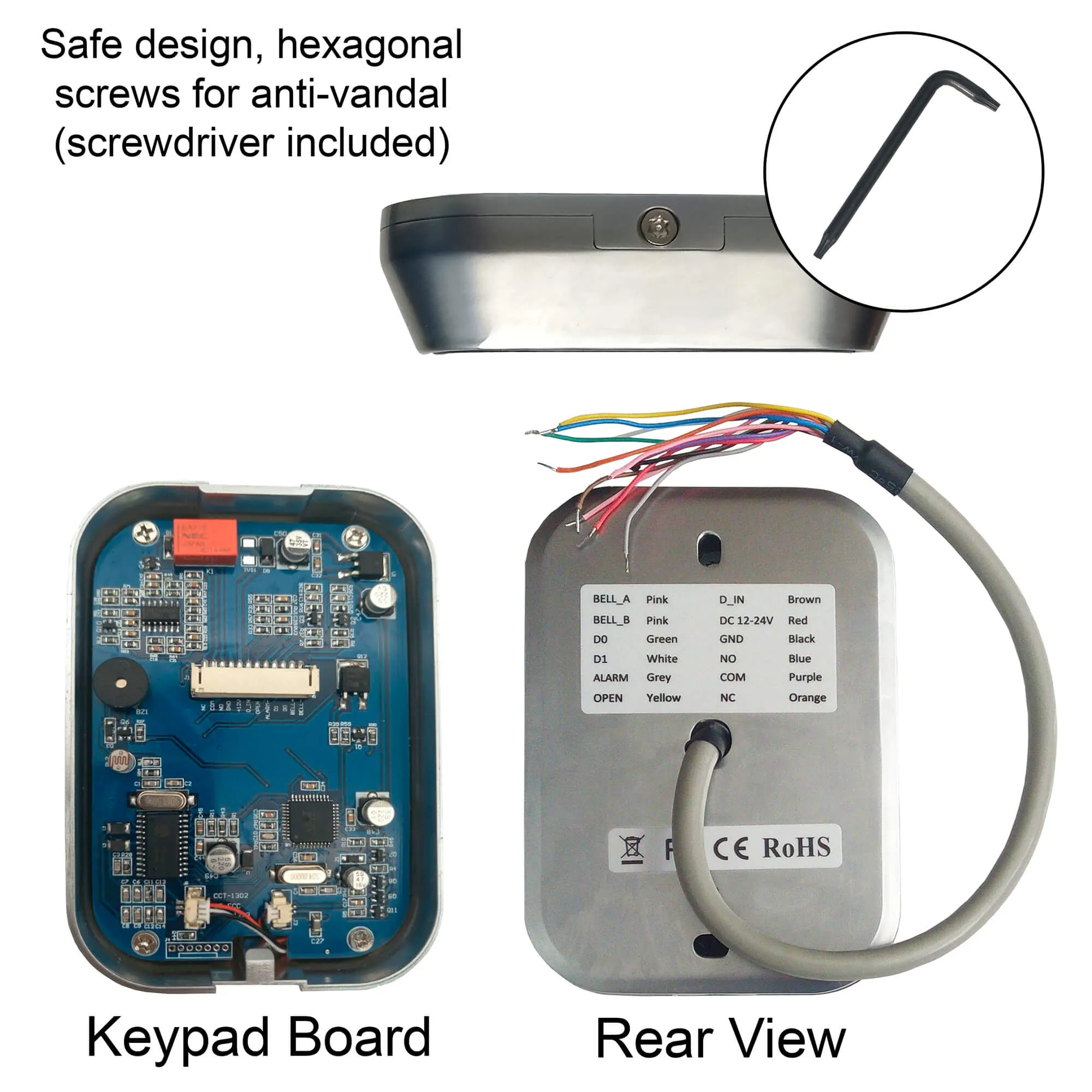 FPC-5448 One Door Access Control Electric Drop Bolt Lock 1,700lbs With VIS-3000 Outdoor Weather Proof Keypad/Reader Standalone With Mini Controller   Wiegand 26, No Software, EM Card, 1000 Users Kit