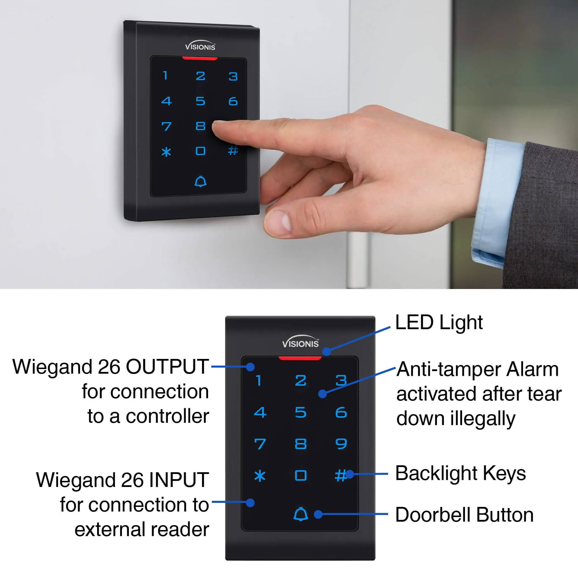 FPC-5554 One Door Access Control 2,600lbs Electric Drop Bolt Fail Secure Key Cylinder   Indoor Use Only Keypad / Reader Standalone With Mini Controller   Wiegand 26, No Software, EM Card   PIR Kit