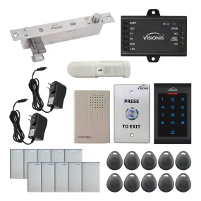 FPC-5554 One Door Access Control 2,600lbs Electric Drop Bolt Fail Secure Key Cylinder   Indoor Use Only Keypad / Reader Standalone With Mini Controller   Wiegand 26, No Software, EM Card   PIR Kit