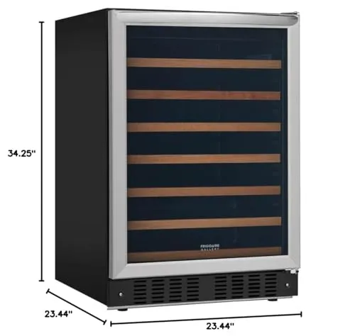 Frigidaire FGWC5233TS Gallery Series 26 Inch Built-In and Freestanding Single Zone Wine Cooler in Stainless Steel,Silver