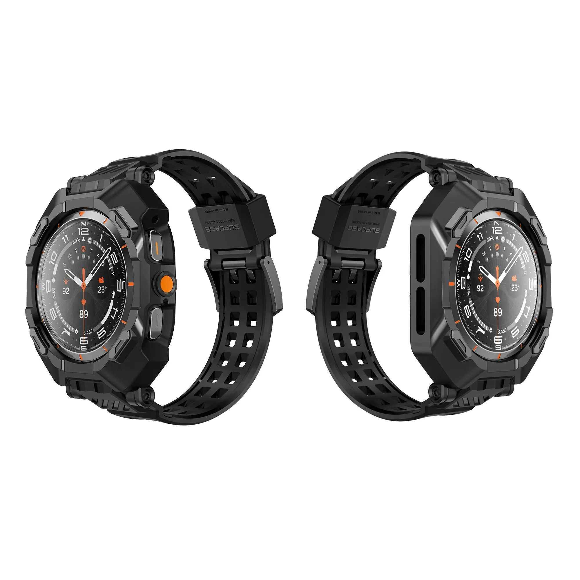 Galaxy Watch7 Ultra 47mm Unicorn Beetle PRO Wristband Case with Glass Screen Protectors-Black