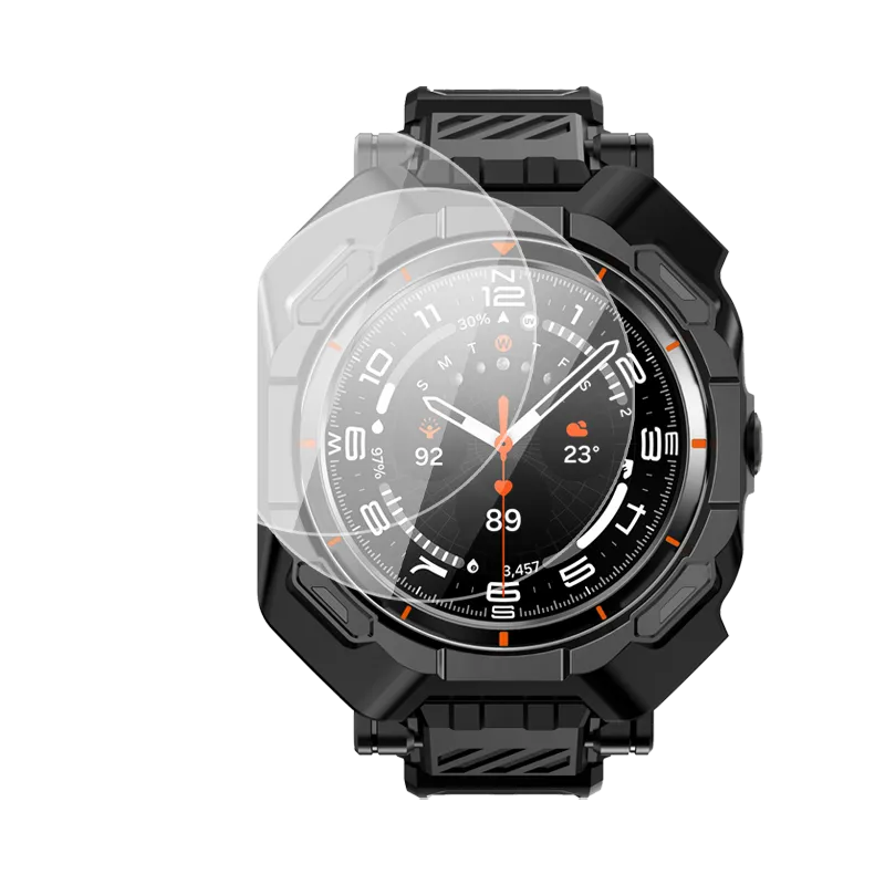 Galaxy Watch7 Ultra 47mm Unicorn Beetle PRO Wristband Case with Glass Screen Protectors-Black
