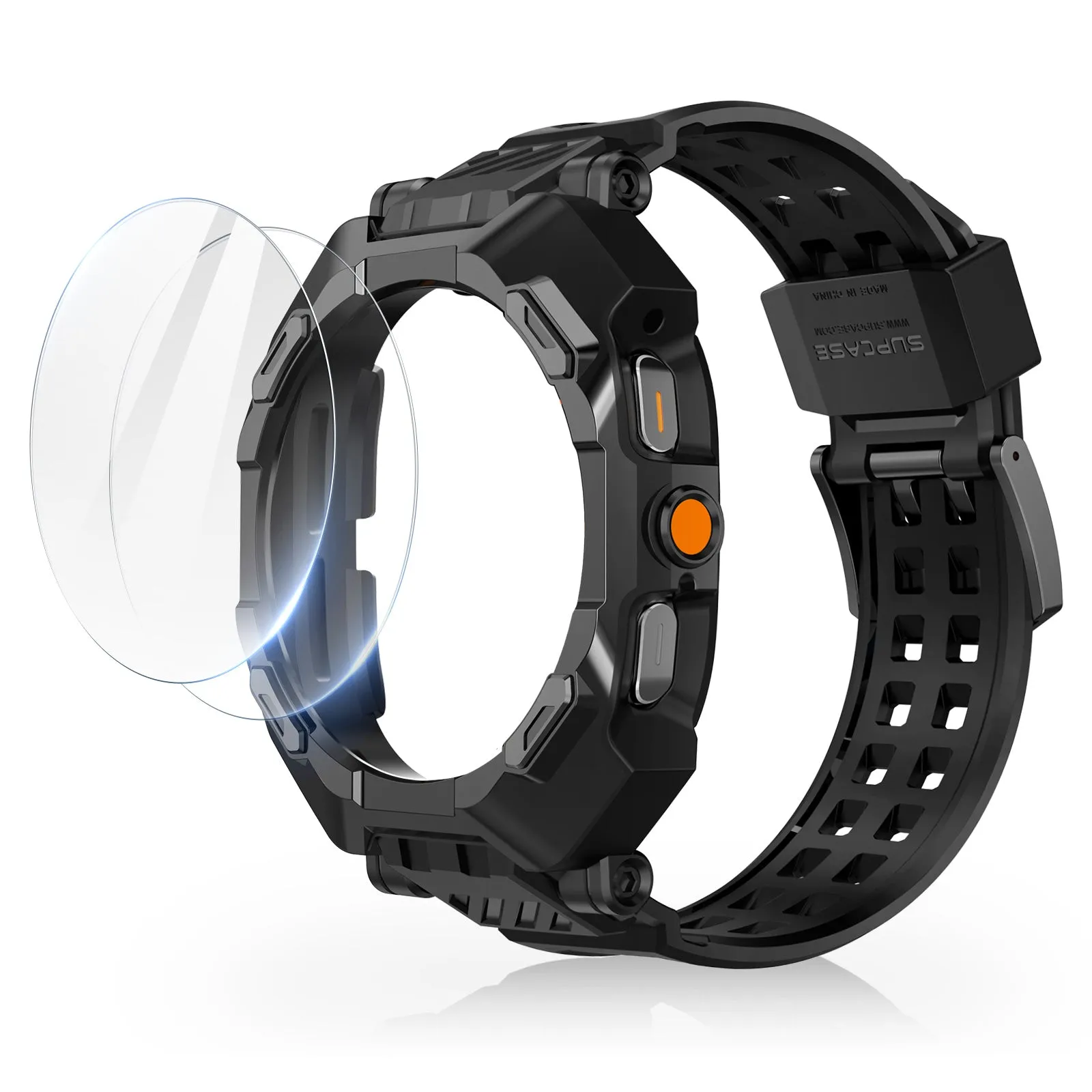 Galaxy Watch7 Ultra 47mm Unicorn Beetle PRO Wristband Case with Glass Screen Protectors-Black