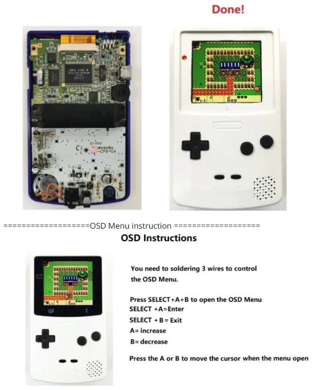 Game Boy Color Q5 XL IPS Backlight with OSD - Hispeedido