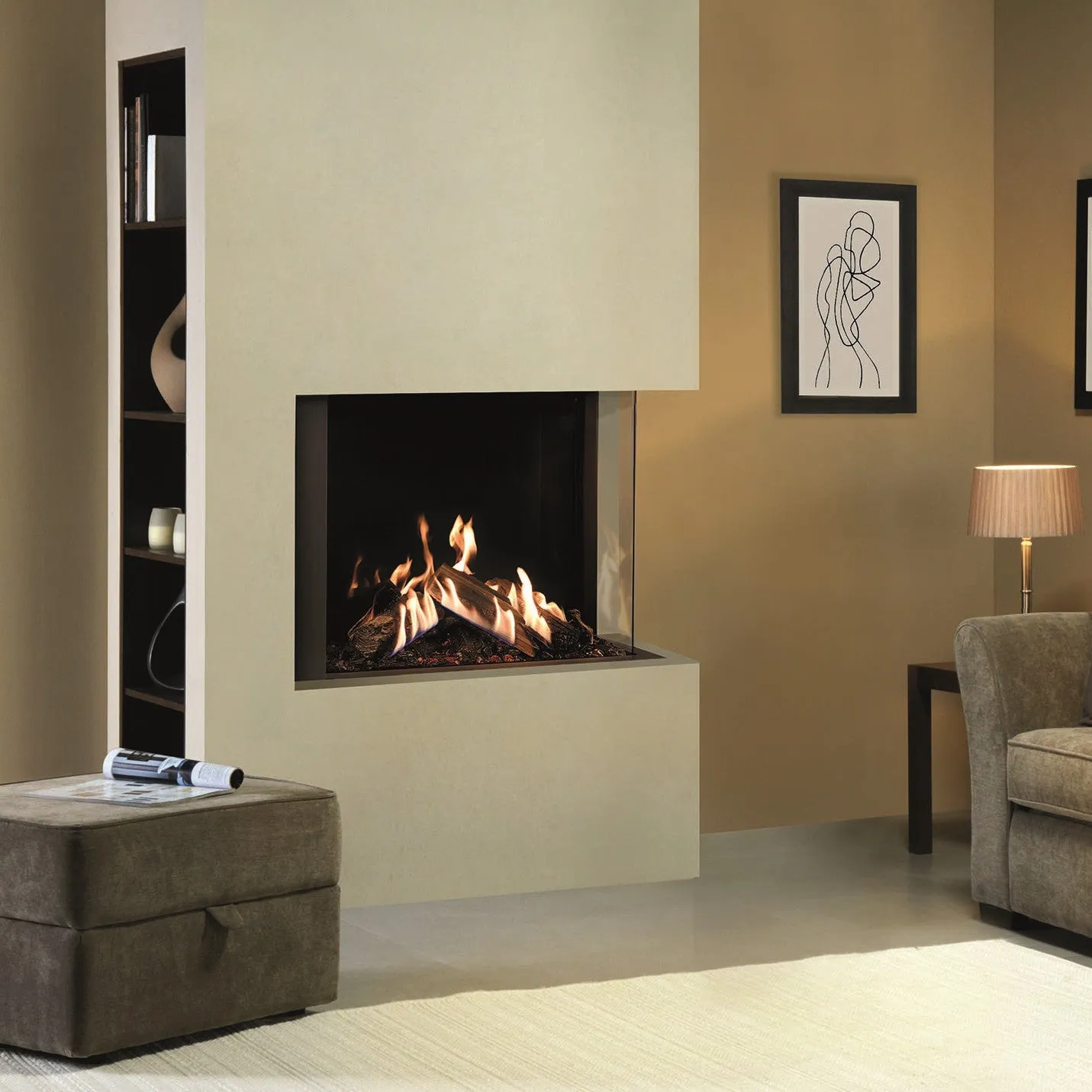 Gazco Reflex 75T-2 2 Sided Balanced Flue Gas Fire with Edge Frame