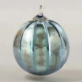 Handblown Set of Two Classic Ornaments in Island Sprinkle and Steel Blue by Glass Eye Studio