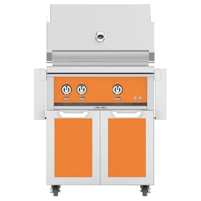 Hestan 36 Inch Grill With Rotisserie On Double Door Cart