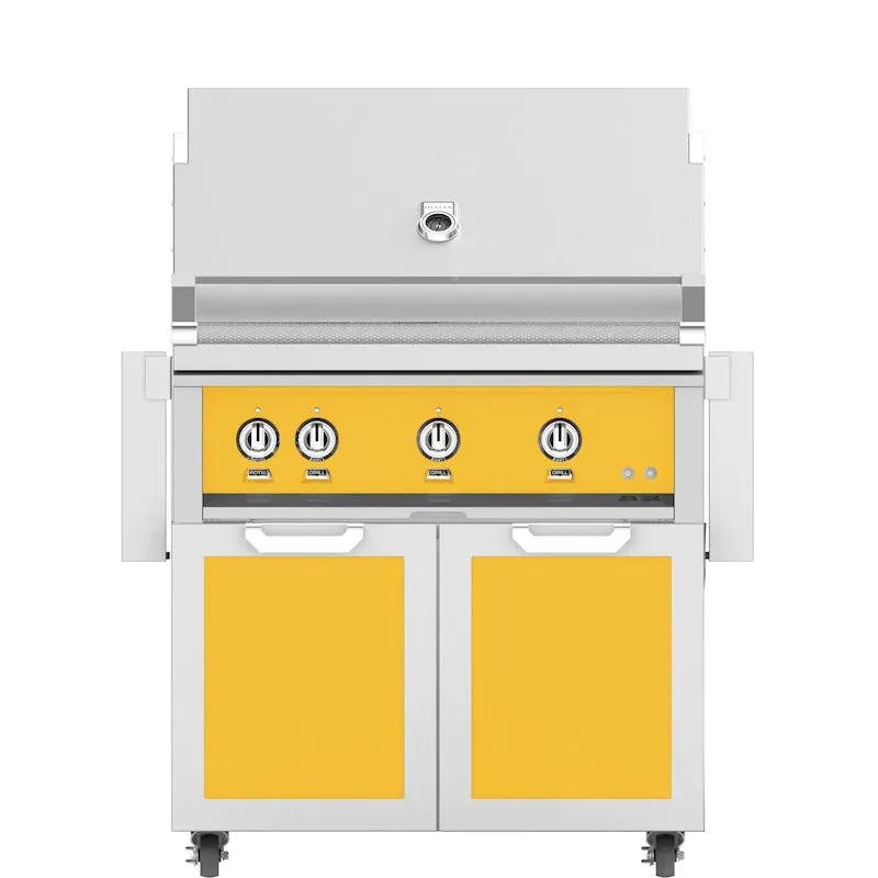 Hestan 36 Inch Grill With Rotisserie On Double Door Cart