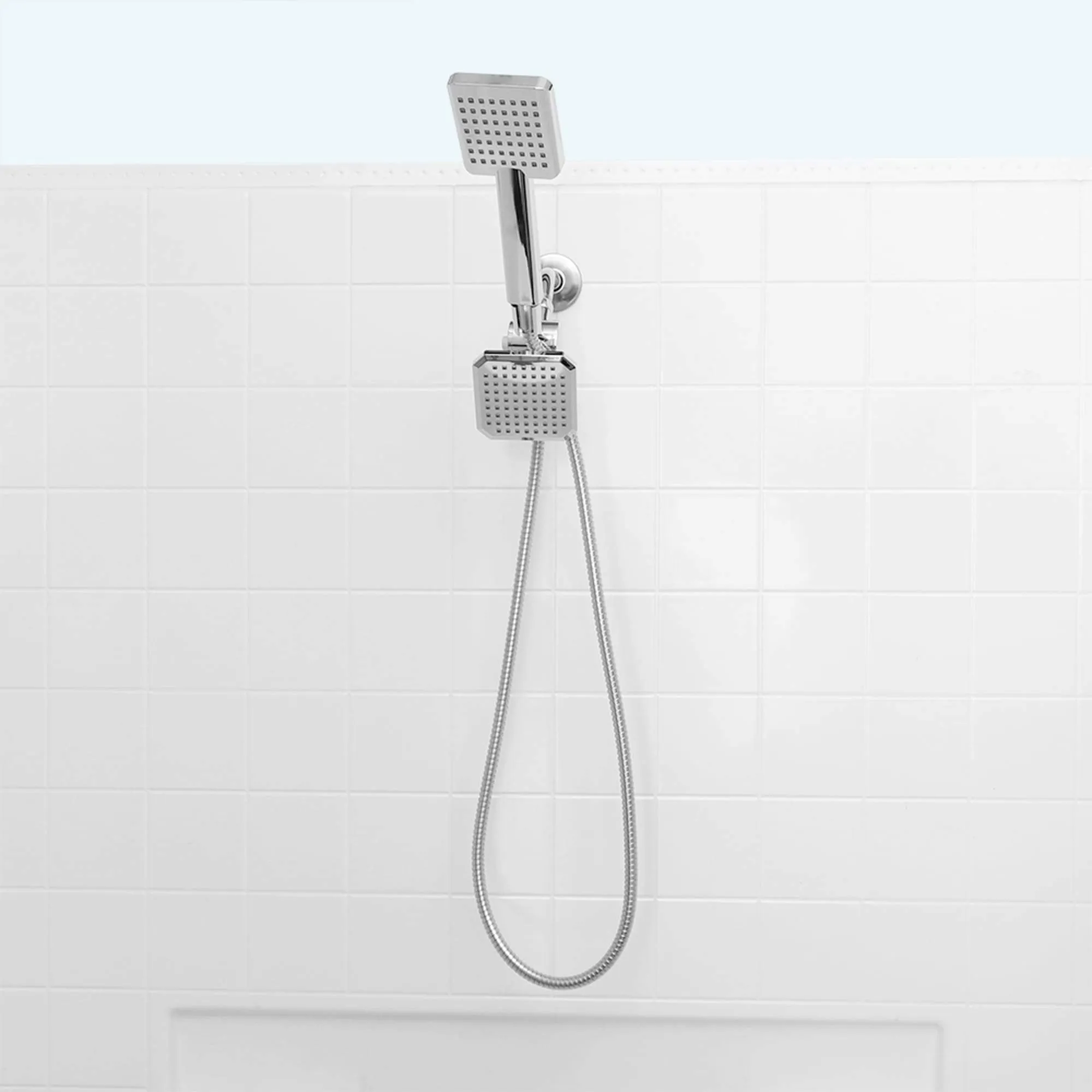 Home Basics Square Dual Plastic Shower Massager with Shower Head