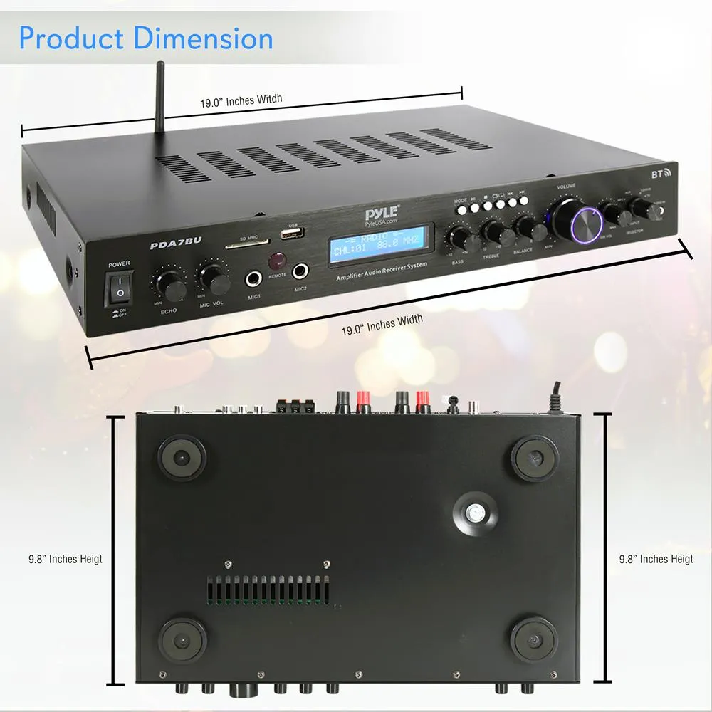 Home Theater Amplifier Audio Receiver Sound System With Bluetooth Wireless Streaming, Mp3/Usb/Sd/Aux/Fm Radio (200 Watt)