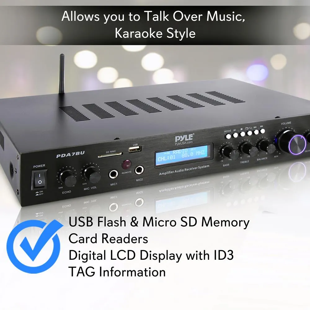 Home Theater Amplifier Audio Receiver Sound System With Bluetooth Wireless Streaming, Mp3/Usb/Sd/Aux/Fm Radio (200 Watt)