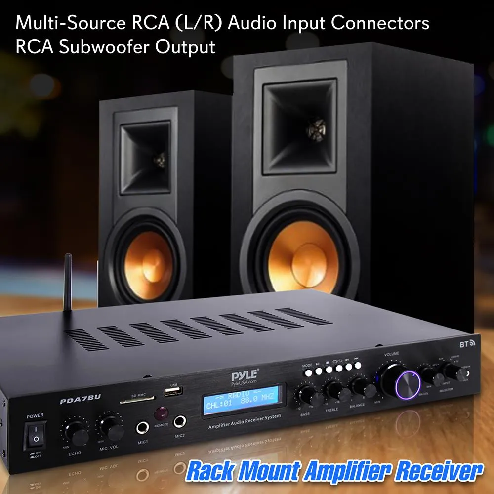 Home Theater Amplifier Audio Receiver Sound System With Bluetooth Wireless Streaming, Mp3/Usb/Sd/Aux/Fm Radio (200 Watt)