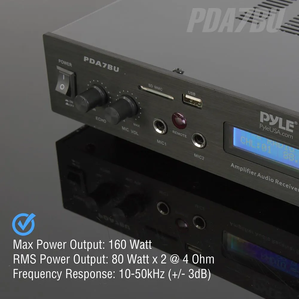 Home Theater Amplifier Audio Receiver Sound System With Bluetooth Wireless Streaming, Mp3/Usb/Sd/Aux/Fm Radio (200 Watt)