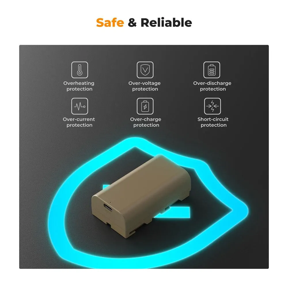 K&F Concept Sony NP-F550 NPF550 3500mAh Battery with USB Type-C Direct Fast Charging for Select Sony DCR DSC HDR HVR HXR Mavica NEX Cameras