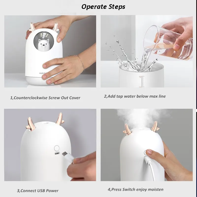 Kawaii Deer Wolf USB LED Humidifier