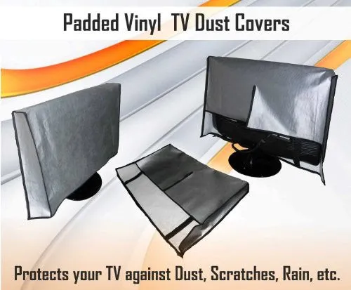 Large Flat Screen TV / LED / HDTV Vinyl Padded Dust Covers With Remote Control Pocket For Protection from Weather Elements (60" Cover - 55" x 4" x 34")