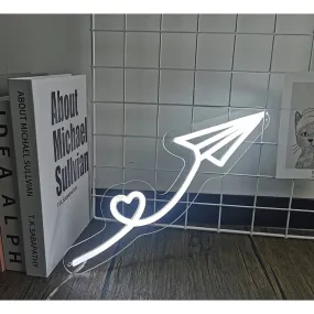 Lovely Bright White Paper Airplane Heart Loop LED Night Light Room Wall Decorati