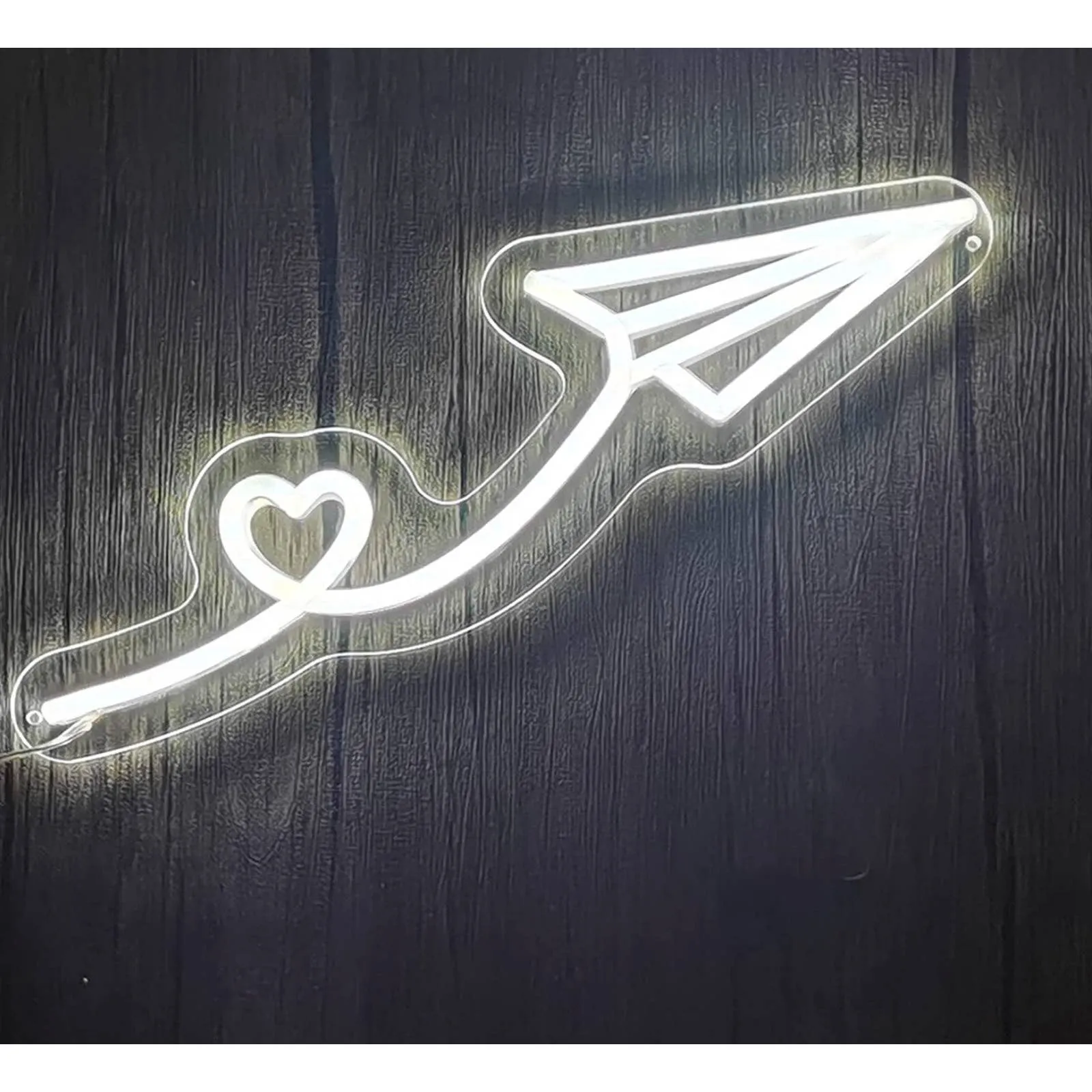 Lovely Bright White Paper Airplane Heart Loop LED Night Light Room Wall Decorati