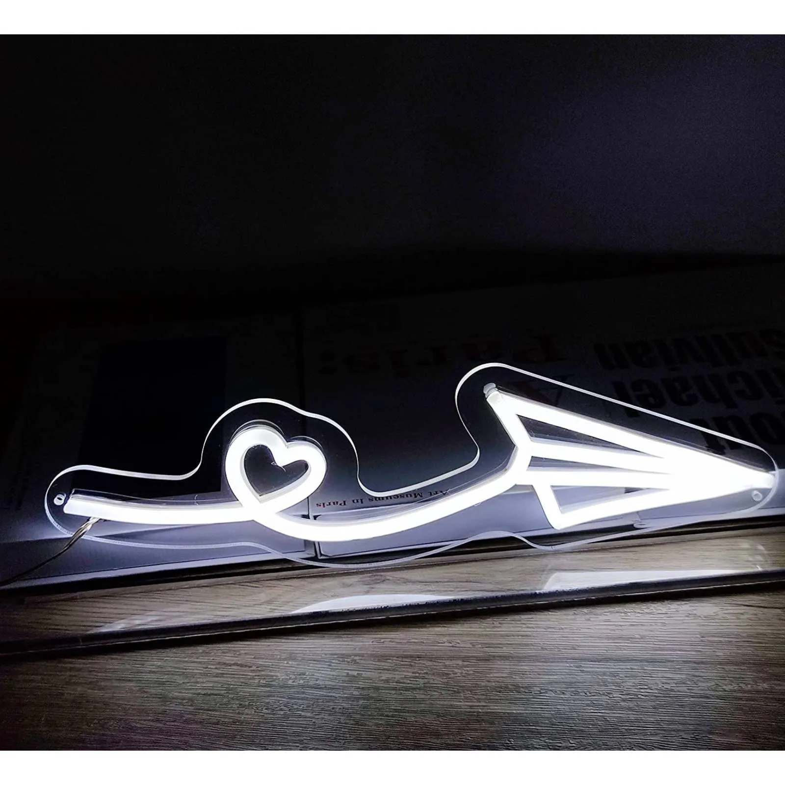Lovely Bright White Paper Airplane Heart Loop LED Night Light Room Wall Decorati