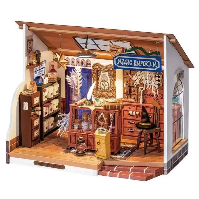 Magic Emporium DIY Doll House Kit - Wizard School Office Miniature - Magical Room Miniature - Dollhouse Miniature With Furniture